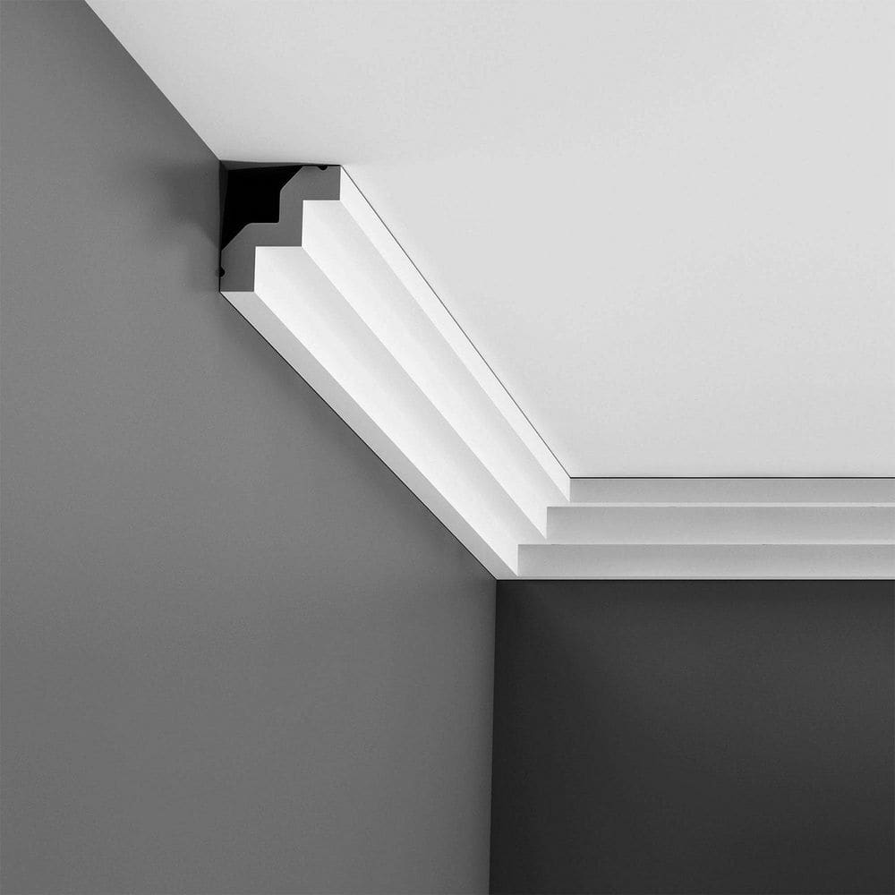 Primed White Polyurethane Crown Moulding 2-1/8 in x 2 in