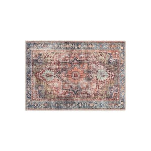 Multi 2 ft. 1 in. x 3 ft. Traditional Distressed Machine Washable Area Rug