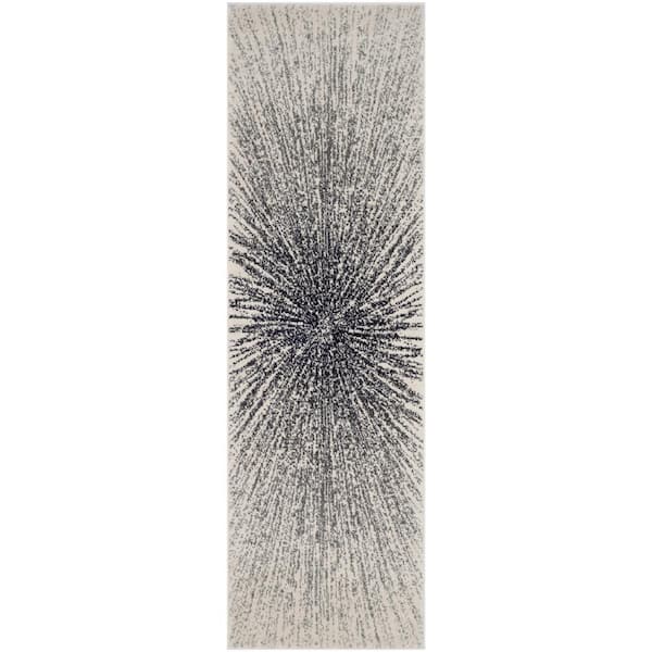 SAFAVIEH Evoke Black/Ivory 2 ft. x 15 ft. Geometric Runner Rug