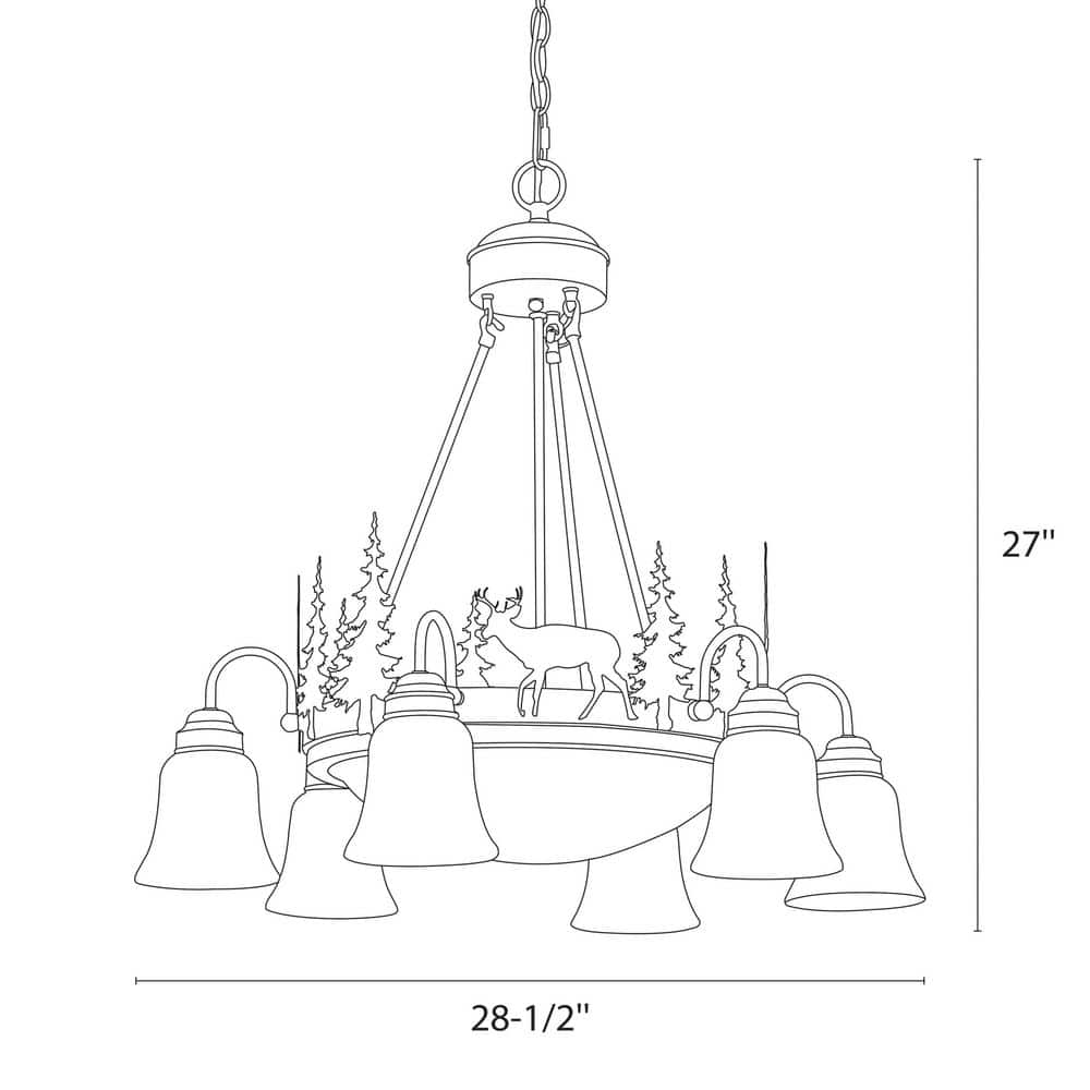 Rustic Deer Silhouette 9-Light Chandelier in Burnished Bronze