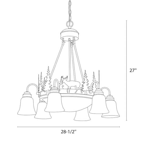 Bryce 9-Light Bronze Rustic Deer Chandelier