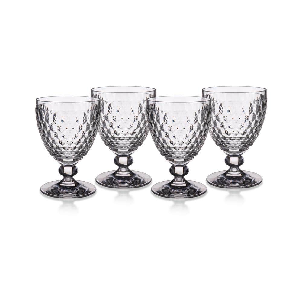 Boston Clear Crystal Goblet Set with Textured Design, 11 oz.