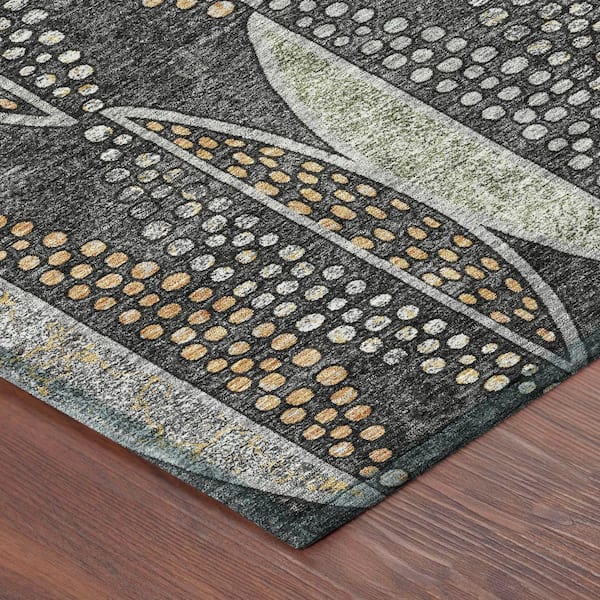Chantille Machine Washable Indoor/Outdoor Abstract ACN2711 Black 10 ft. x 14 ft. Area Rug