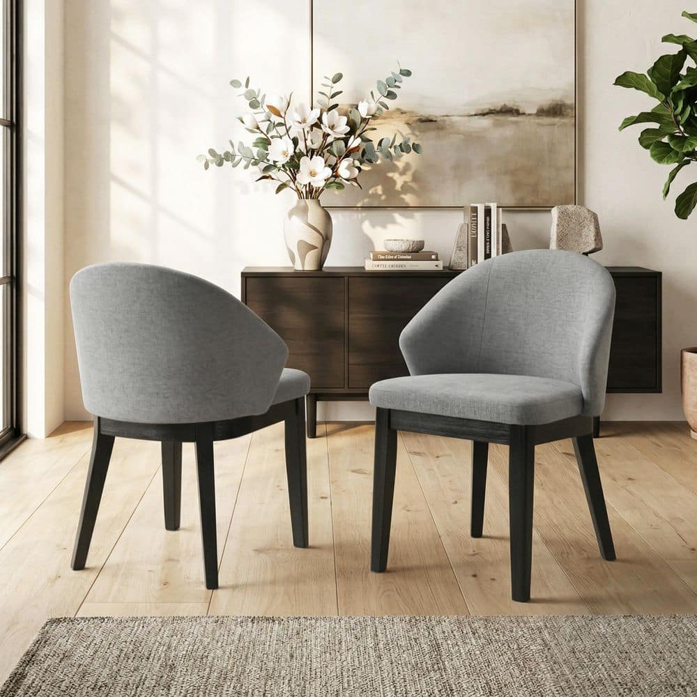 Trisol Black Fabric Upholstered Dining Arm Chair with Gray Padded Seat and Curved Back (Set of 2) price history on PriceWatchPro
