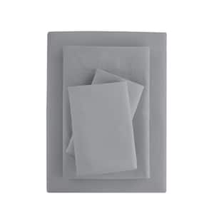 Brushed Soft Microfiber 4-Piece King Sheet Set in Stone Gray