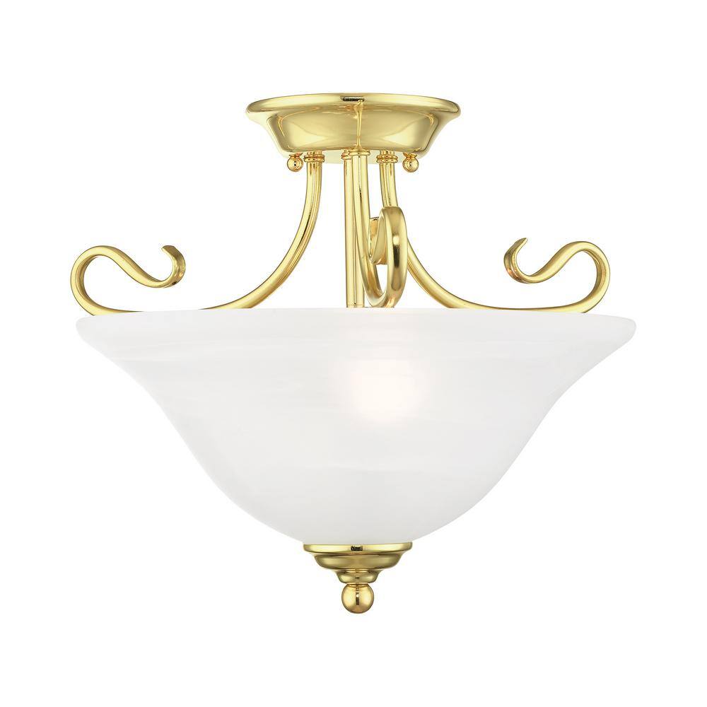 Coronado 2 Light Polished Brass Semi Flush Mount