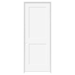 32 in. x 80 in. 2-Panel Squaretop MDF Shaker White Primed Right-Hand Solid Core Wood Single Prehung Interior Door