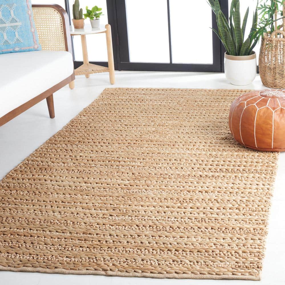 Hand-Knotted Beige Cotton Square Area Rug