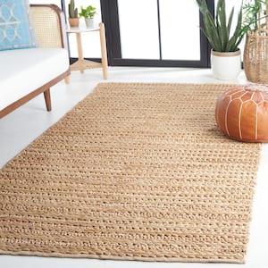 Natural Fiber Beige 6 ft. x 6 ft. Braided Striped Square Area Rug