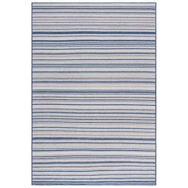 Escape Beige/Blue 8 ft. x 10 ft. Machine Washable Striped Modern Area Rug