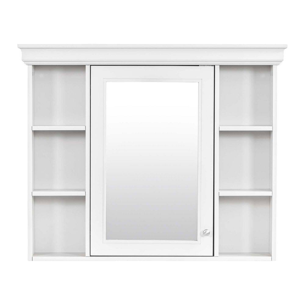 35.5 in. W x 28.74 in. H White Rectangular Wood Medicine Cabinet with Mirror, 6-Open Shelves price history on PriceWatchPro