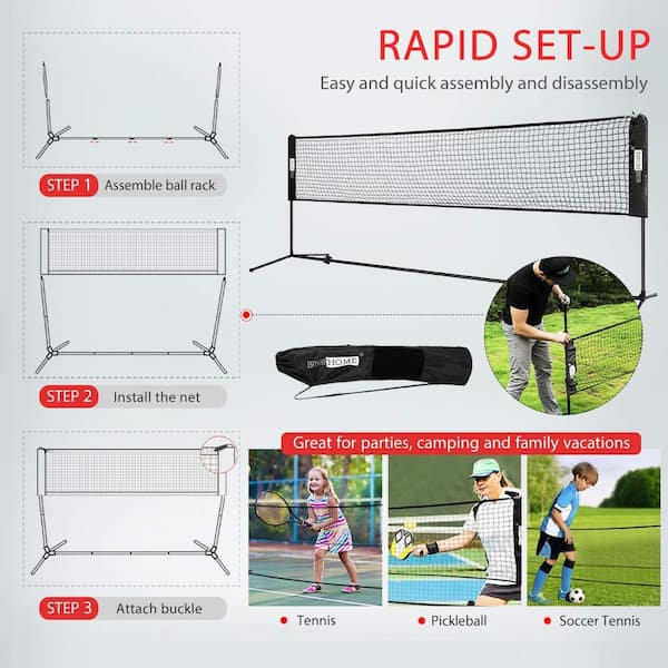 VIVOHOME Portable 10 ft. H Adjustable Outdoor Badminton Net Set