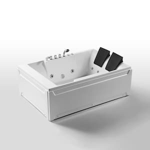 72 in. 177 Gal. Acrylic Left Drain Rectangular Alcove Whirlpool Lighted Bathtub in White with Tub Filler