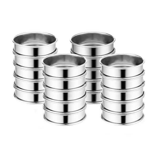 20 Pack Stainless Steel Non Stick Double Rolled Silver Muffin Rings with Easy Release for Baking and Cooking