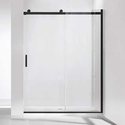 Rovigo 60 in. W x 76 in. H Sliding Frameless Shower Door/Enclosure in Matt Black with Clear Tempered Glass