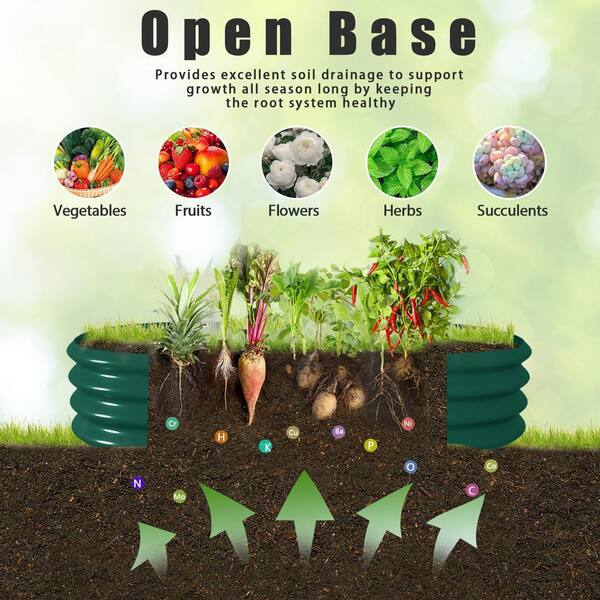 2-Pack 96 in. x 36 in. x 12 in. Green Oval Metal Raised Garden