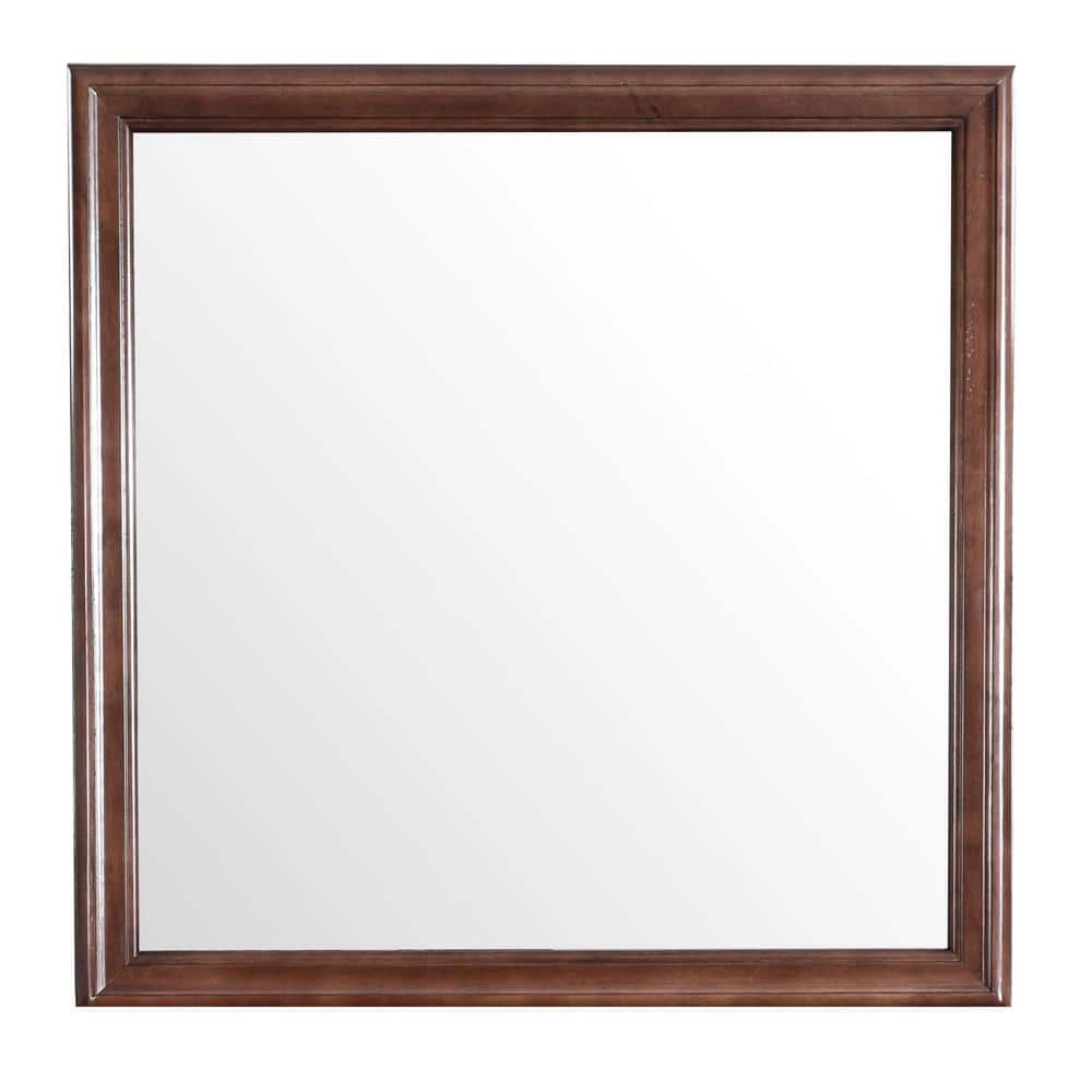 38 in. W x 38 in. H Square Wood Framed Cappuccino Mirror Makeup Mirror for 