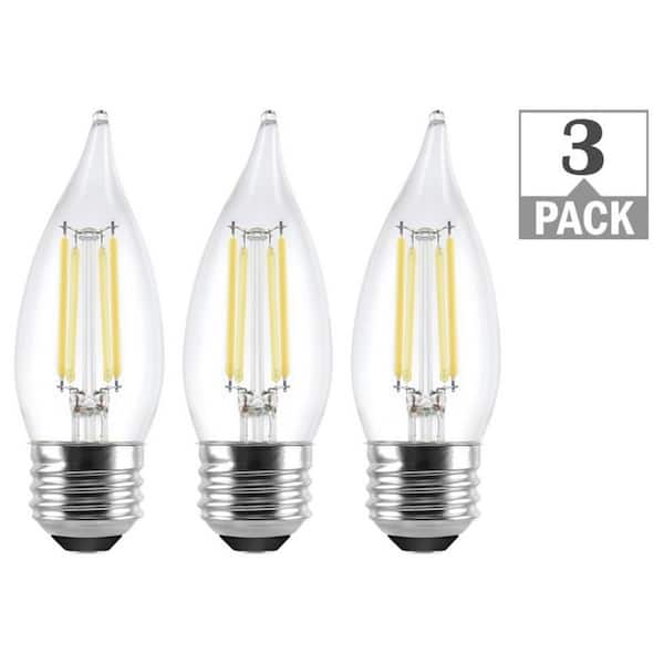 60-Watt Equivalent BA11 Dimmable Edison Flame Tip LED Light Bulb Daylight 5000K (3-Pack)