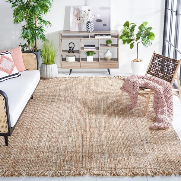 Natural Fiber 9 ft. x 12 ft. Natural/Beige Solid Color Area Rug