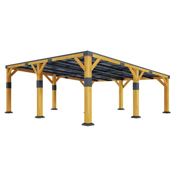 20 ft. W x 20 ft. D x 9.2 ft. H Brown Roof Cedar Wood Carport