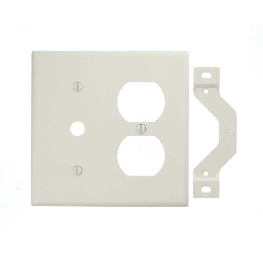 White Thermoset 2-Gang Duplex and Telephone Wallplate