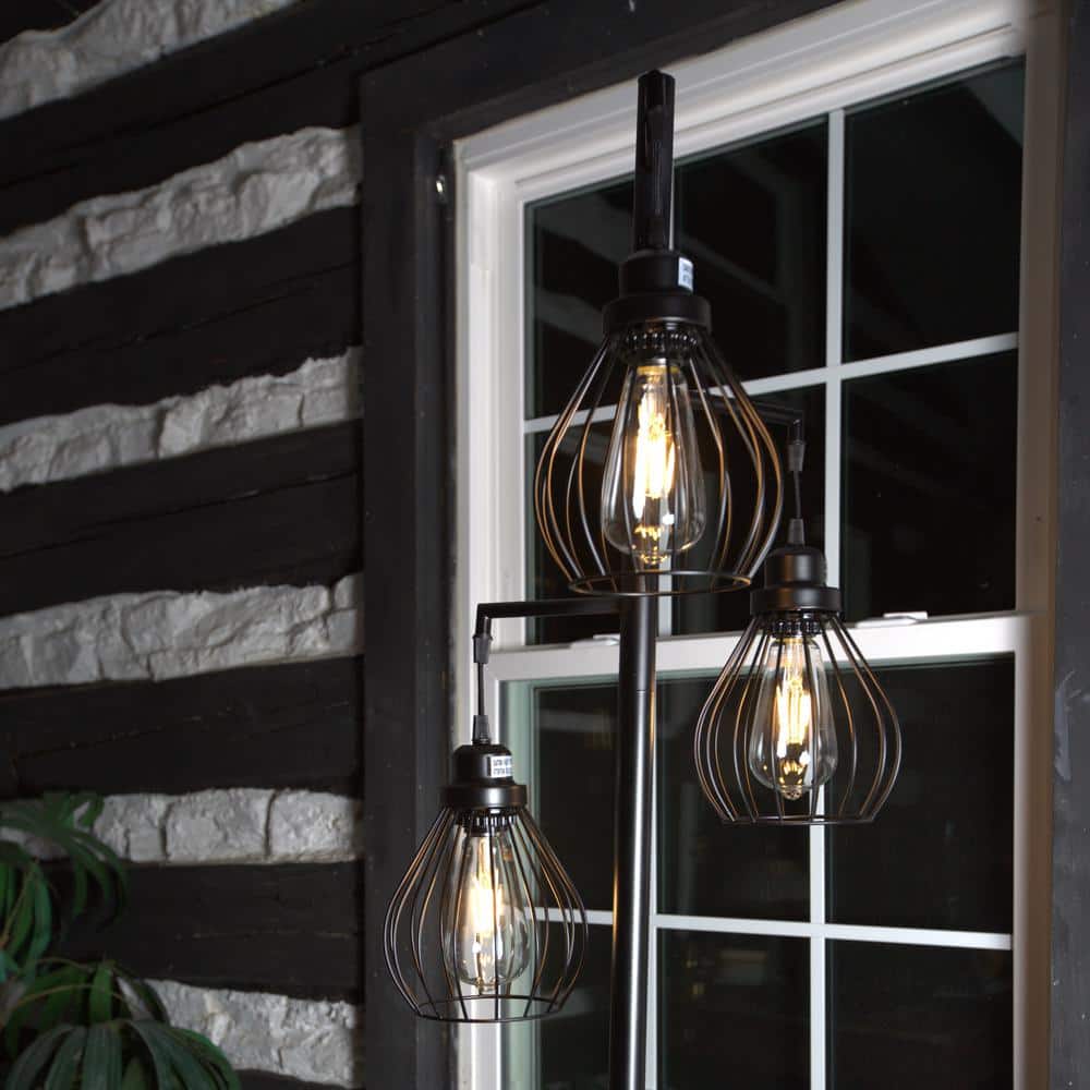 Edison Inspired Multi-Head 68" Black LED Floor Lamp