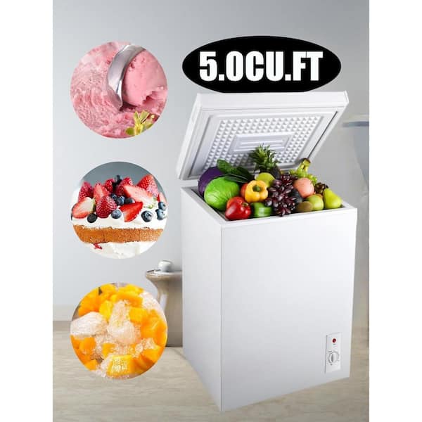 5 cu. ft. Manual Defrost Chest Freezer with Adjustable Temperature Control, Removable Basket in White Garage Ready