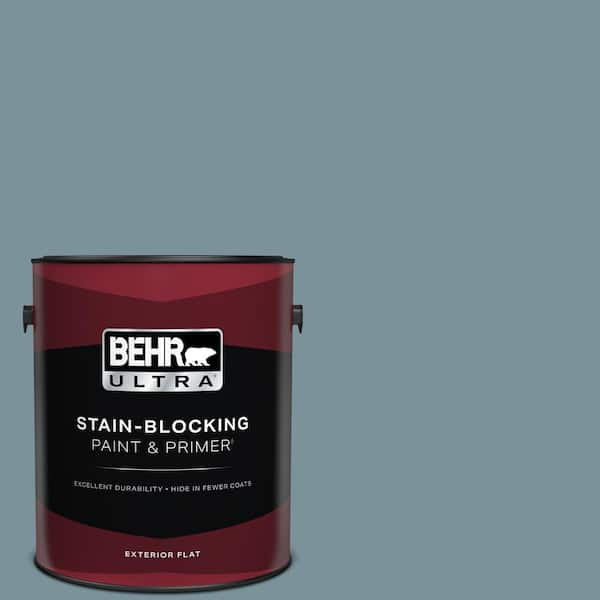 BEHR ULTRA 1 gal. #PMD-55 Silent Tide Flat Exterior Paint & Primer