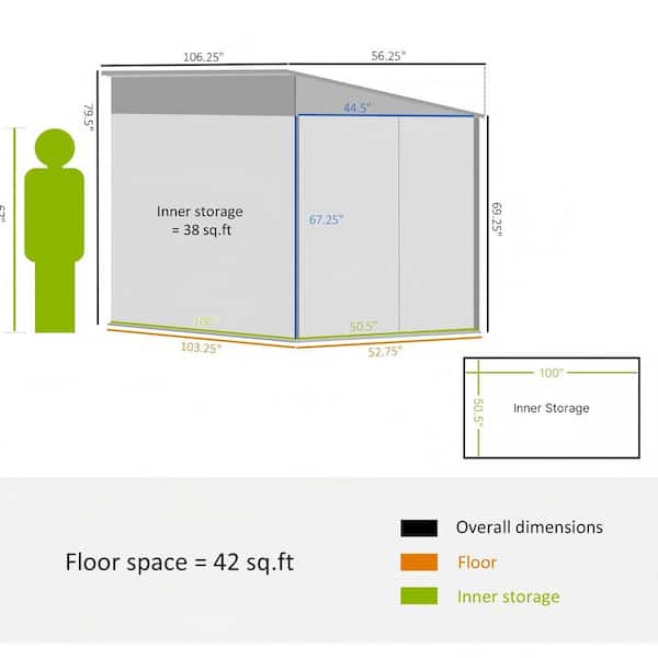 Zeus & Ruta 9 ft. W x 5 ft. D White Metal Garden Shed for Outdoor