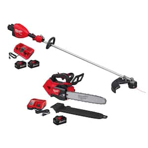 M18 FUEL 18V Brushless Cordless 17 in. Dual Battery String Trimmer w/Top Handle Chainsaw, (3) Battery, (2) Charger