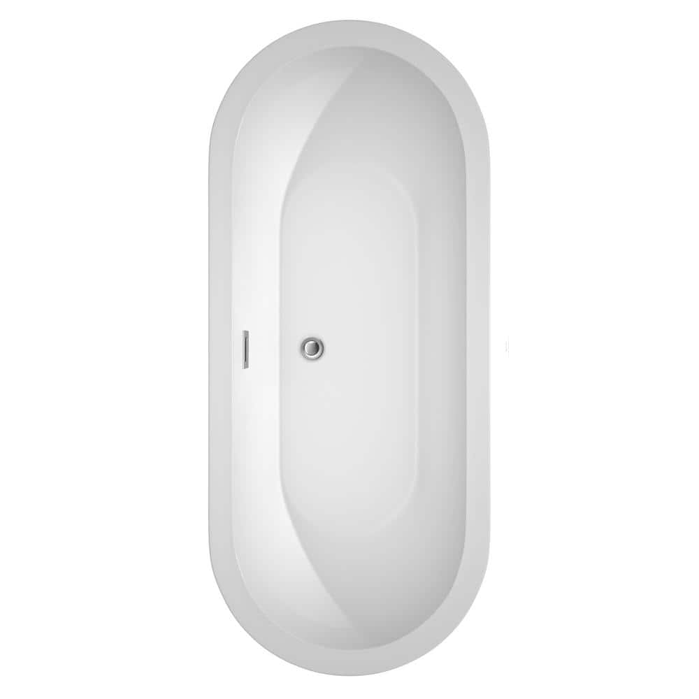 White Acrylic Freestanding Soaking Tub with Polished Chrome Trim