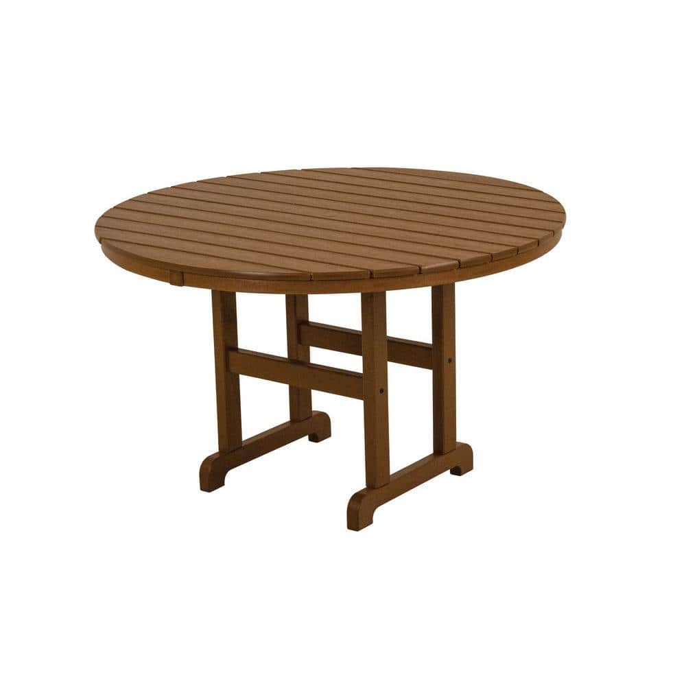 POLYWOOD La Casa Cafe 48 in. Teak Round Plastic Outdoor Patio Dining Table -  RT248TE
