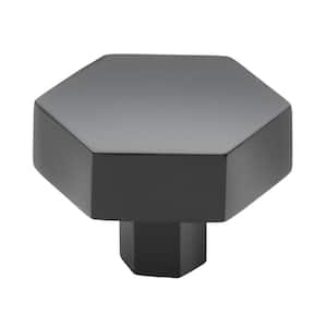 1-1/2 in. Matte Black Solid Hexagon Cabinet Drawer Knobs (10-Pack)