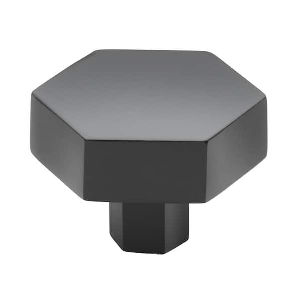 GlideRite 1-1/2 in. Matte Black Solid Hexagon Cabinet Drawer Knobs (10-Pack)