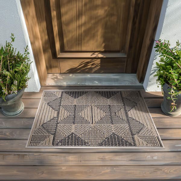 Bailey Black 2 ft. x 3 ft. Transitional Geometric Flat Weave Polypropylene Rectangle Indoor/Outdoor Area Rug