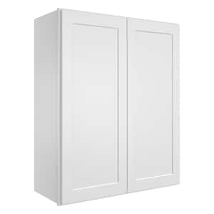 30 in. W x 12 in. D x 42 in. H in Shaker White Plywood Ready to Assemble Wall Cabinet 2-Doors 3-Shelves Kitchen Cabinet
