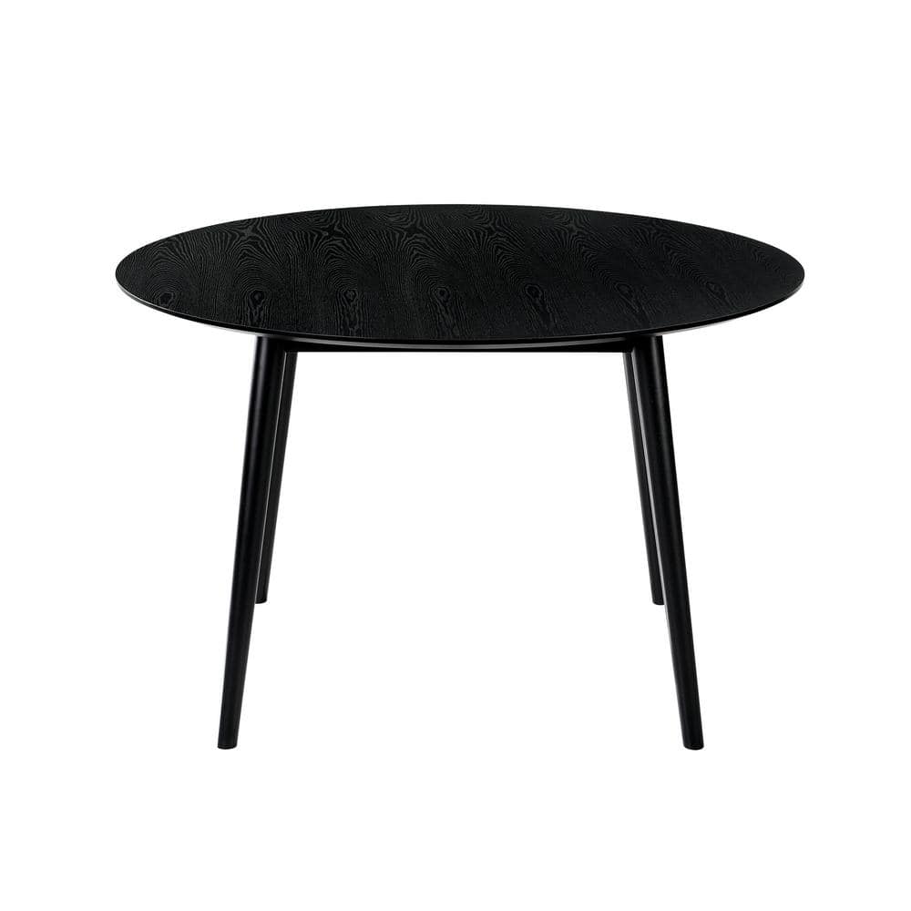 Scandinavian Modern 48" Black Wood Round Dining Table