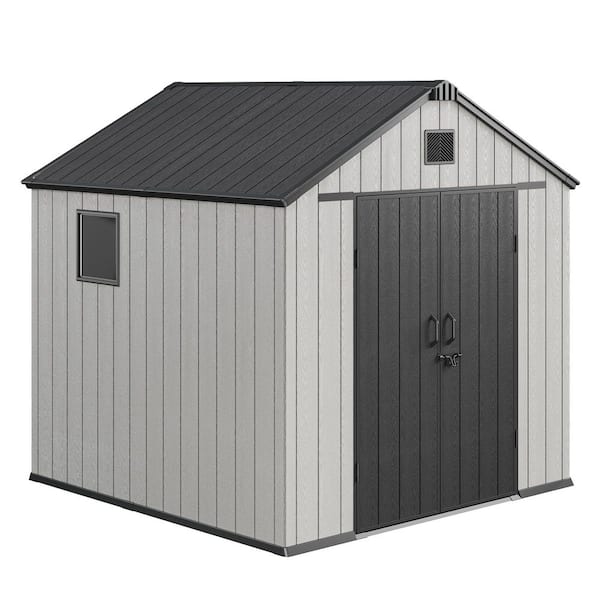 Epicpoplar 8 ft. W x 8 ft. D Resin Outdoor Storage Shed with Floor