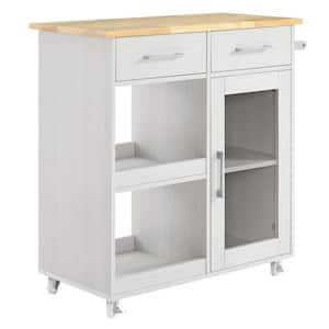 Culinary Kitchen Cart With Towel Bar in white Natural