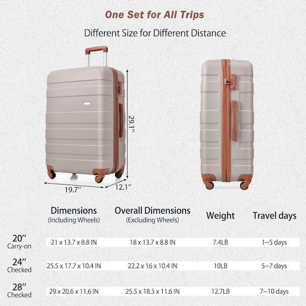 Merax Lightweight Durable 3-Bags 3-Piece Light Brown ABS Hardshell Merax Lightweight Durable 3-Bags 3-Piece Light Brown ABS Hardshell