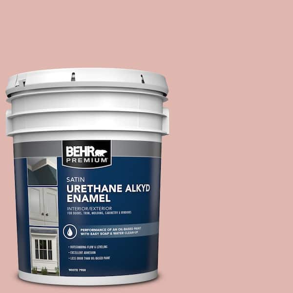 BEHR PREMIUM 5 gal. #S160-2 Pink Quartz Urethane Alkyd Satin Enamel Interior/Exterior Paint