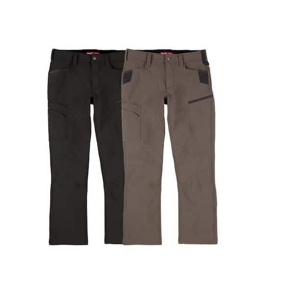 Milwaukee Men's 32 in. x 30 in. Black and Brown FREEFLEX Tech Work Pants with 7 Pockets (2-Pack)