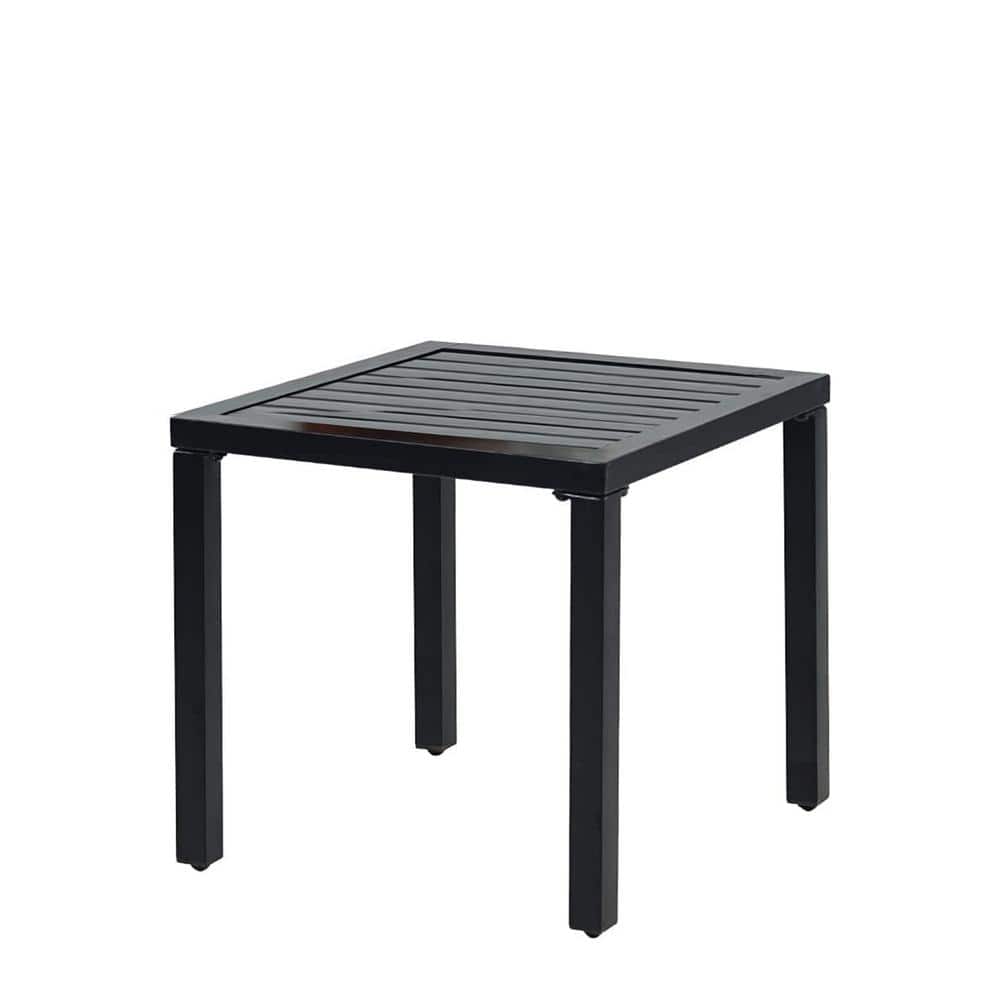 19 in. Square Black Metal Frame Outdoor Side Table Coffee End Table for Bistro Deck Balcony price history on PriceWatchPro