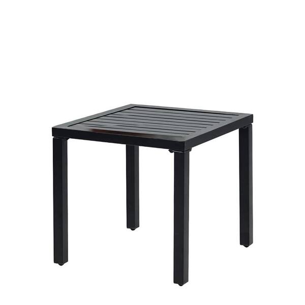 Zeus & Ruta 19 in. Square Black Metal Frame Outdoor Side Table Coffee End Table for Bistro Deck Balcony
