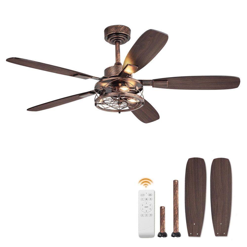 52 In Flush Mount Black Indoor/Outdoor Ceiling Fan with LED Light Remote Control Reversible DC Motor for Living Room price history on PriceWatchPro