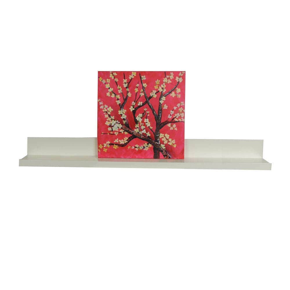 White MDF 36" Floating Wall Shelf with Bracket
