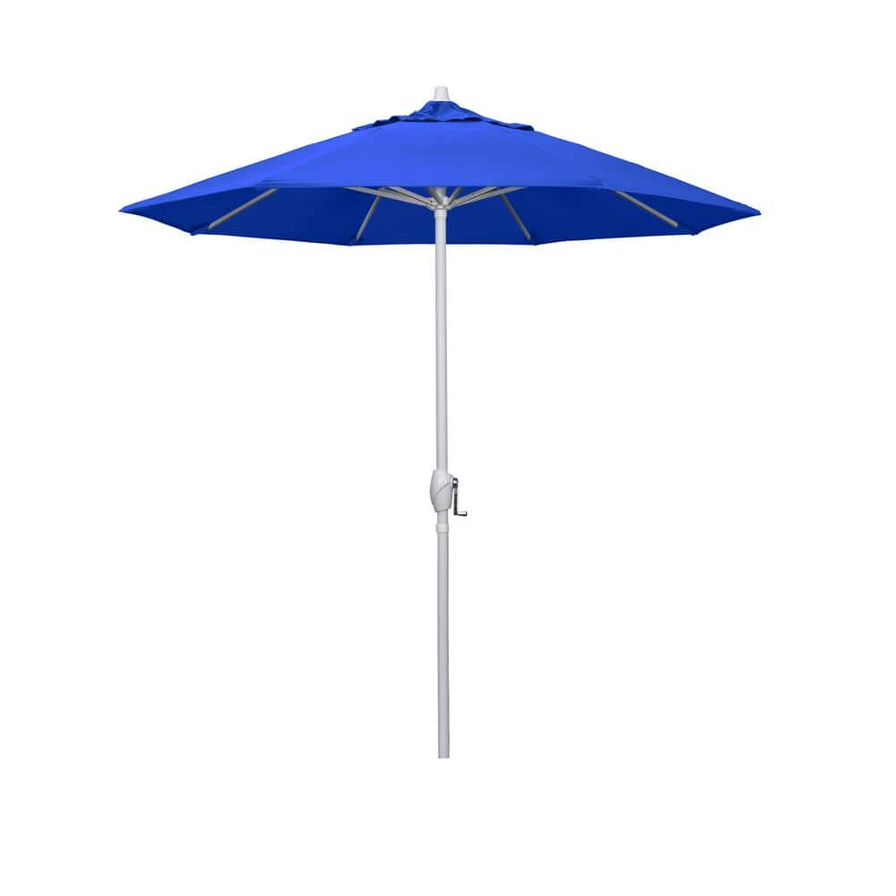 California Umbrella 7.5 ft. Matted White Aluminum Market Patio Umbrella Auto Tilt in Pacific Blue Pacifica Premium