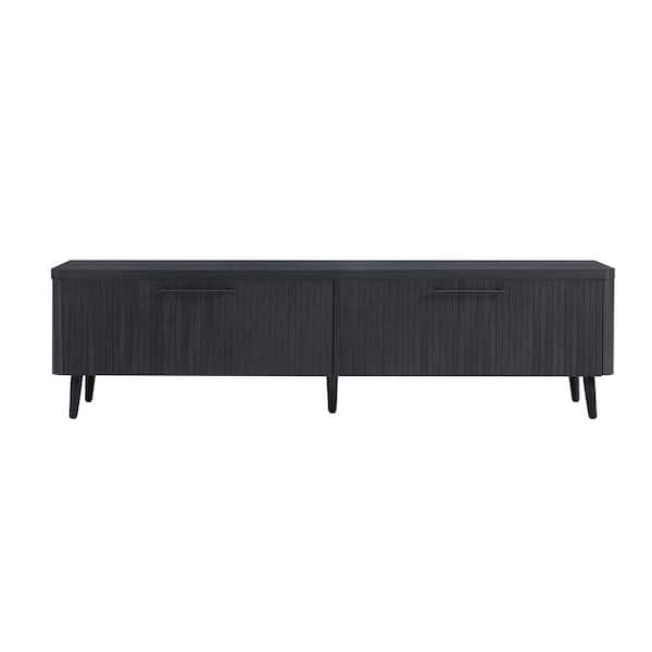Manhattan Comfort Jodie 68.9 in. Wide Mid-Century Modern Charcoal Grey TV Stand Fits TV's up to 60 in. with Storage Drawers