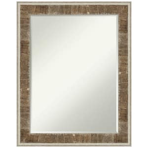 28.75 in. H x 22.75 in. W Farmhouse Brown Narrow Petite Bevel Rectangle Wood Framed Bathroom Wall Mirror in Brown
