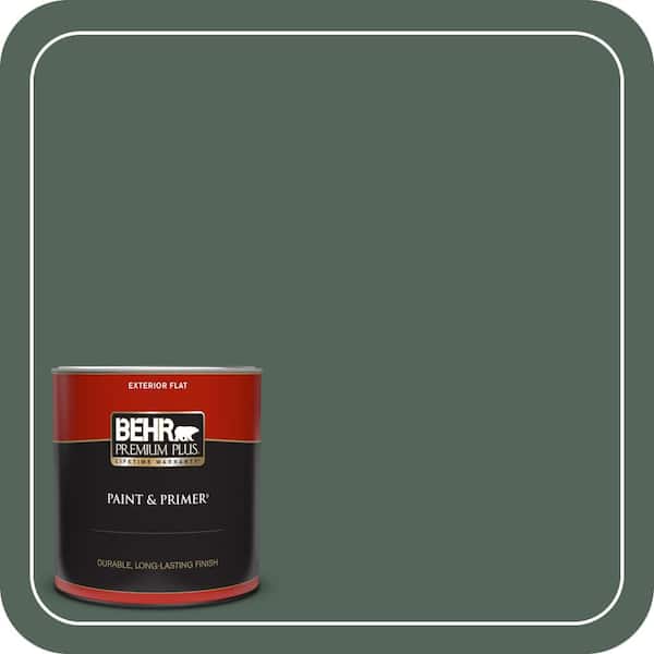 BEHR PREMIUM PLUS 1 qt. #460F-6 Medieval Forest Flat Exterior Paint & Primer